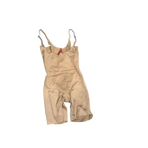Spanx Thinstincts 2.0 Open-Bust Mid-Thigh Shapewear Bodysuit Nude Size S NWOT